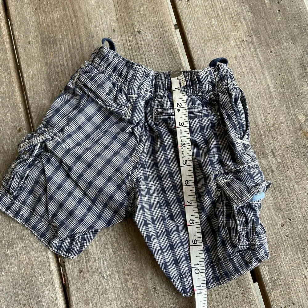 Gap Shorts Navy Blue White Plaid Check Cargo Style Pull‎ On Size 18-24 mo